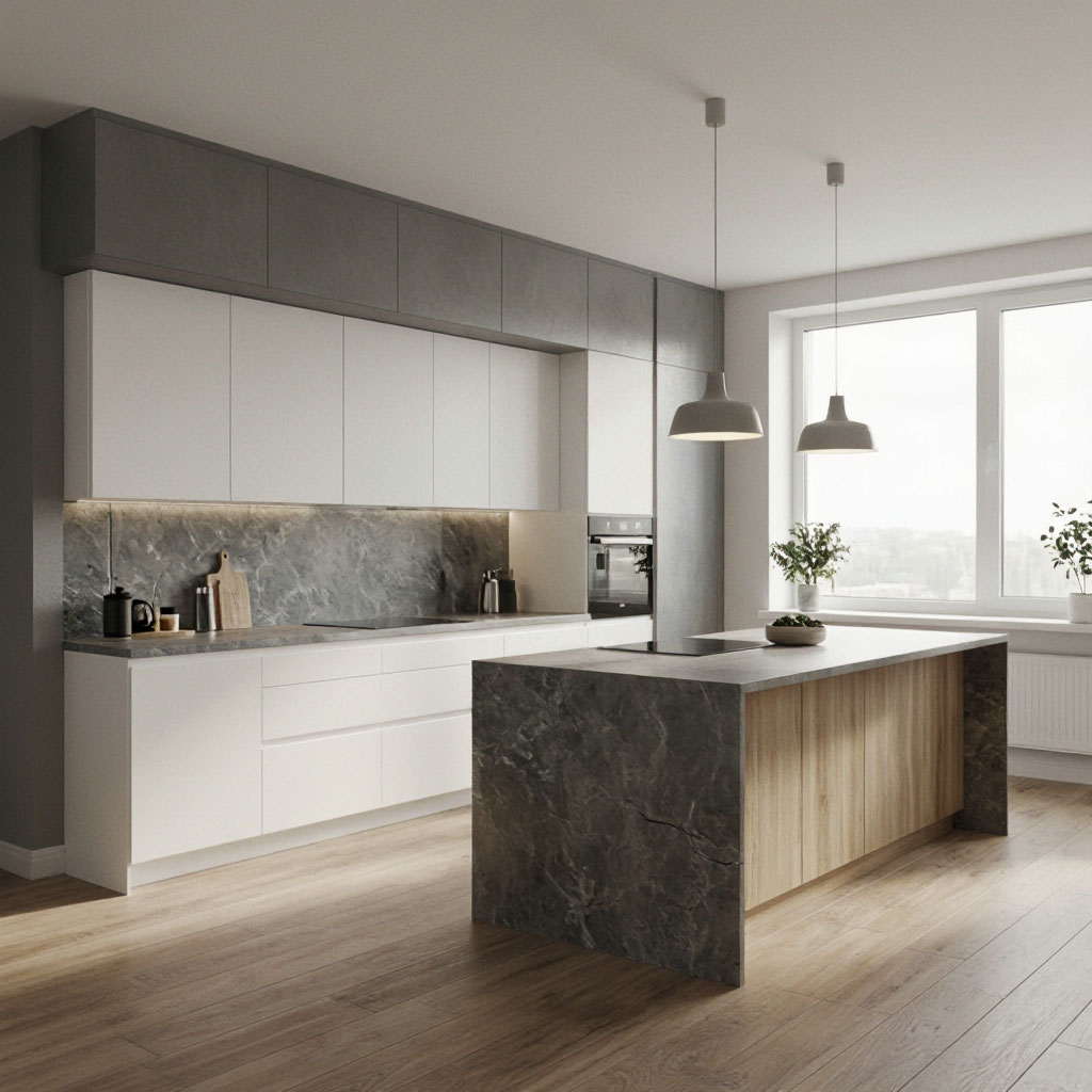 Modern kitchen with flat-panel cabinetry